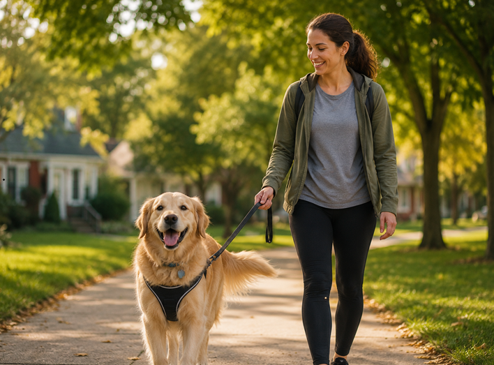 📸 Happy dog walking with sitter